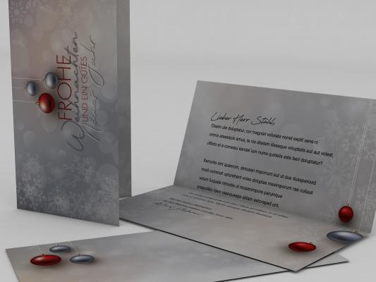 Weihnachtskarten "Verträumter Lichterbaum" GRAU glänzend